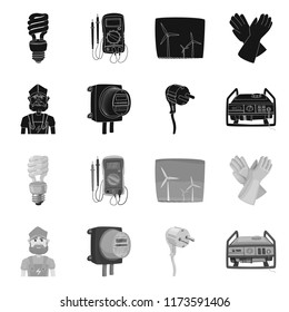 Vector design of electricity and electric sign. Collection of electricity and energy stock vector illustration.