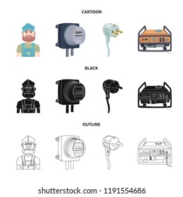 Vector design of electricity and electric sign. Collection of electricity and energy stock vector illustration.