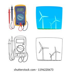 Vector design of electricity and electric sign. Set of electricity and energy vector icon for stock.