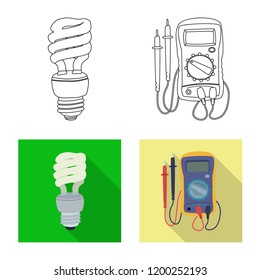 Vector design of electricity and electric sign. Set of electricity and energy vector icon for stock.