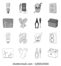 Vector design of electricity and electric sign. Collection of electricity and energy stock symbol for web.