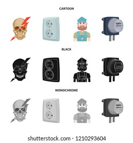 Vector design of electricity and electric sign. Collection of electricity and energy stock vector illustration.