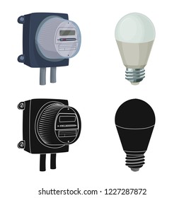 Vector design of electricity and electric sign. Set of electricity and energy stock symbol for web.