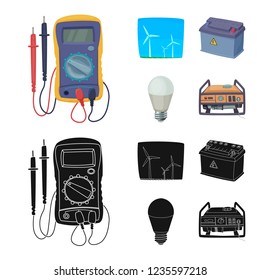 Vector design of electricity and electric sign. Collection of electricity and energy vector icon for stock.