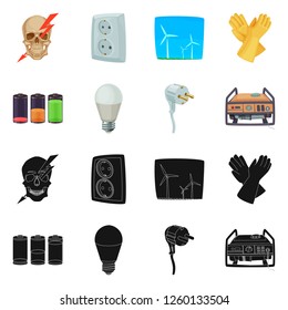 Vector design of electricity and electric sign. Set of electricity and energy stock symbol for web.