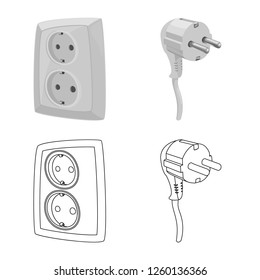 Vector design of electricity and electric sign. Set of electricity and energy stock symbol for web.