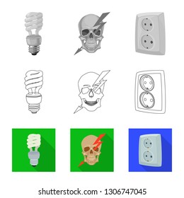 Vector design of electricity and electric sign. Collection of electricity and energy vector icon for stock.