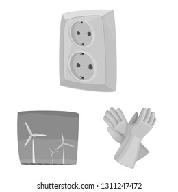 Vector design of electricity and electric sign. Collection of electricity and energy stock vector illustration.