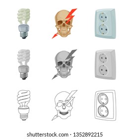 Vector design of electricity and electric sign. Set of electricity and energy stock symbol for web.