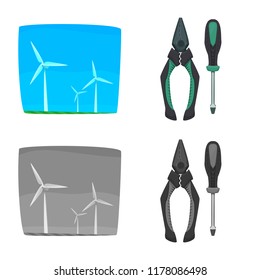 Vector design of electricity and electric symbol. Set of electricity and energy vector icon for stock.