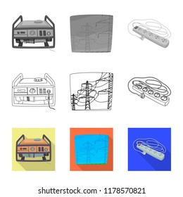 Vector design of electricity and electric symbol. Collection of electricity and energy vector icon for stock.