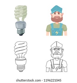 Vector design of electricity and electric symbol. Collection of electricity and energy vector icon for stock.