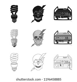 Vector design of electricity and electric symbol. Set of electricity and energy vector icon for stock.