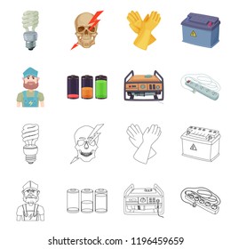 Vector design of electricity and electric symbol. Set of electricity and energy vector icon for stock.