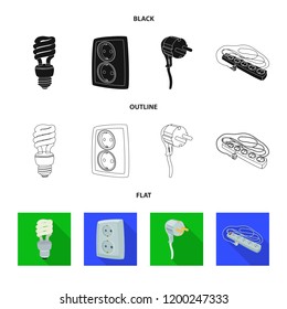 Vector design of electricity and electric symbol. Collection of electricity and energy vector icon for stock.