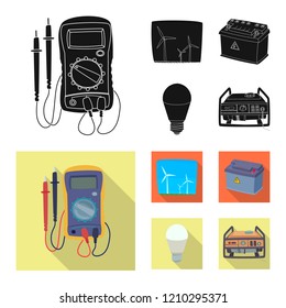 Vector design of electricity and electric symbol. Collection of electricity and energy vector icon for stock.