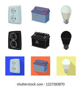Vector design of electricity and electric symbol. Collection of electricity and energy stock vector illustration.