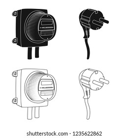 Vector design of electricity and electric symbol. Collection of electricity and energy vector icon for stock.