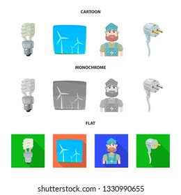 Vector design of electricity and electric symbol. Set of electricity and energy stock symbol for web.