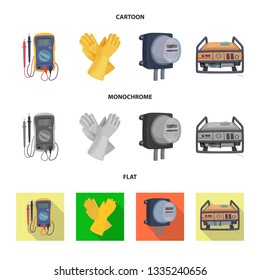 Vector design of electricity and electric symbol. Set of electricity and energy stock symbol for web.