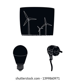 Vector design of electricity and electric symbol. Collection of electricity and energy stock symbol for web.