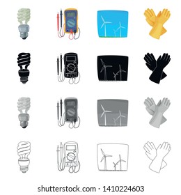 Vector design of electricity and electric symbol. Collection of electricity and energy vector icon for stock.