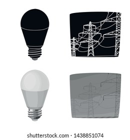 Vector design of electricity and electric symbol. Set of electricity and energy stock vector illustration.