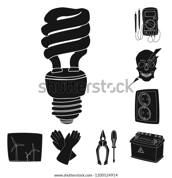 Vector design of\
electricity and electric symbol. Set of electricity and energy\
vector icon for stock.