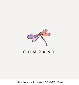 vector design elegant beauty simple line art dragonfly logo 