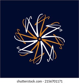 A vector design of elegant N letters round flower icon isolated on a blue background