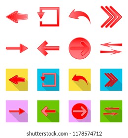 Vector design of element and arrow icon. Collection of element and direction vector icon for stock.