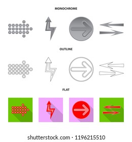 Vector design of element and arrow icon. Set of element and direction stock vector illustration.