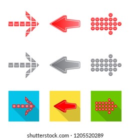 Vector design of element and arrow icon. Collection of element and direction stock symbol for web.