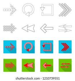 Vector design of element and arrow icon. Collection of element and direction stock symbol for web.