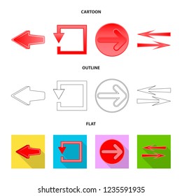 Vector design of element and arrow icon. Set of element and direction stock vector illustration.
