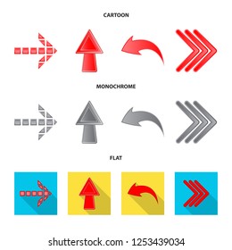 Vector design of element and arrow icon. Set of element and direction stock vector illustration.