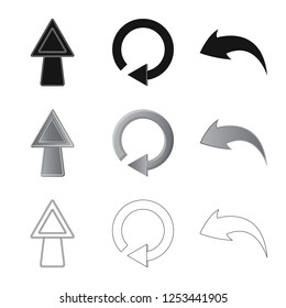 Vector design of element and arrow icon. Collection of element and direction vector icon for stock.
