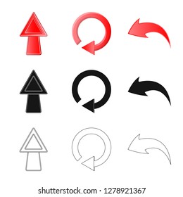 Vector design of element and arrow icon. Collection of element and direction vector icon for stock.