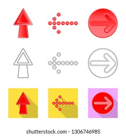 Vector design of element and arrow icon. Set of element and direction stock vector illustration.