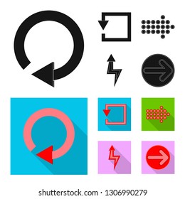 Vector design of element and arrow icon. Set of element and direction stock symbol for web.