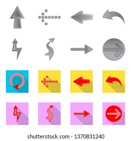 Vector design of element and arrow icon. Set of element and direction stock vector illustration.
