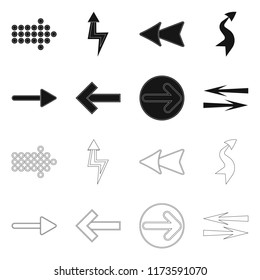 Vector design of element and arrow logo. Set of element and direction stock vector illustration.