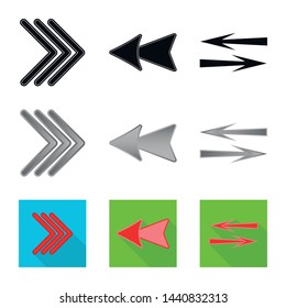 Vector design of element and arrow logo. Set of element and direction vector icon for stock.