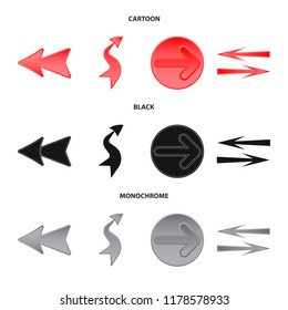 Vector design of element and arrow sign. Collection of element and direction vector icon for stock.