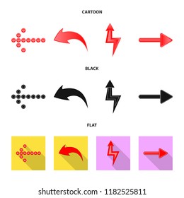 Vector design of element and arrow sign. Set of element and direction stock symbol for web.