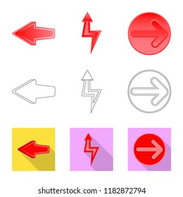 Vector design of element and arrow sign. Collection of element and direction vector icon for stock.