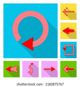 Vector design of element and arrow sign. Collection of element and direction stock symbol for web.