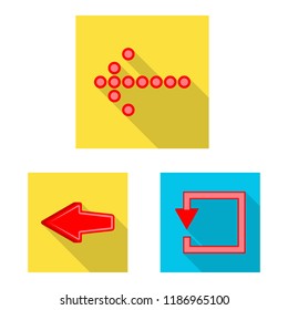 Vector design of element and arrow sign. Set of element and direction vector icon for stock.