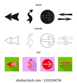 Vector design of element and arrow sign. Collection of element and direction stock symbol for web.