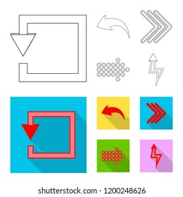 Vector design of element and arrow sign. Set of element and direction stock vector illustration.
